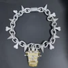 AZ Hip Hop Super Big Head Iced Out Pendant Necklace With Bling 45CM Bone ZIRCON Paved Choker Chains For Men Rapper Free Shipping 3