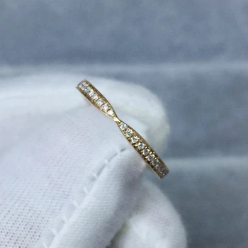

18K Tail ring DF Color Yellow Gold Moissanite jewelry wedding Engagement Eternity ring Anniversary ring