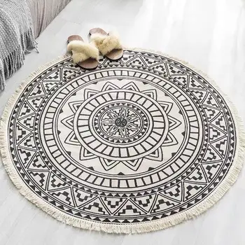 

Fashion Nordic round carpets cotton linen area rug for bedroom christmas rug living room carpet mat floor modern home decor rugs
