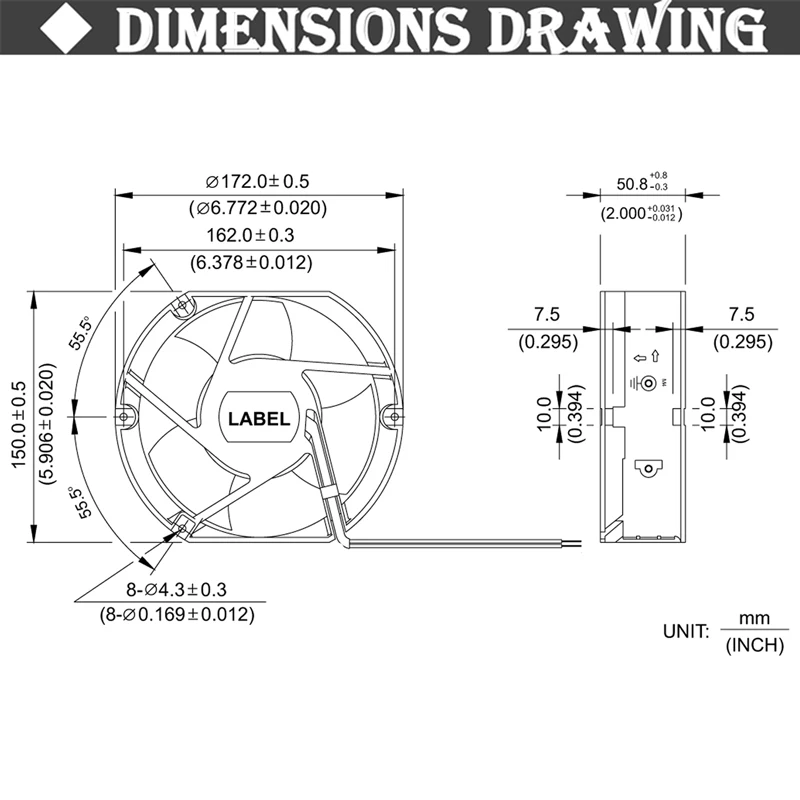 Gdestime-ac Industrial Gabinete Axial Ventilador de Refrigeração Grande Volume de ar Armazém Refrigerador 220v 170 mm 172x150x51 mm 17cm Ball 1pc - Imagem 5