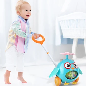 

New Baby Walker Toy Hand Push Plane Aircraft Outdoor Sports Toddler Pull Walks Rod Push Cart Drag Walking Educational Toy