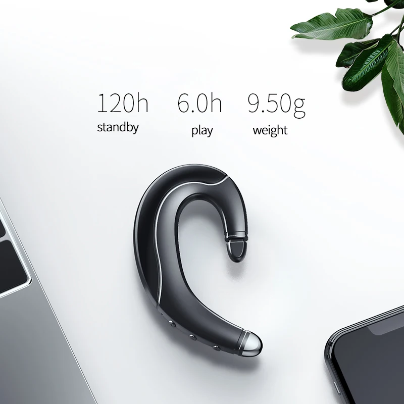 F88 Sports Ear Hook Handsfree Bone Conduction Unilateral Headset Wireless BluetoothV5 0 Noise Cancelling Earphone