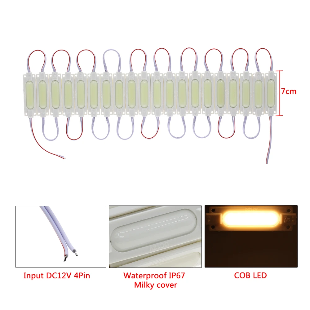 COB Светодиодный модуль DC12V 2 Вт водонепроницаемый светодиодный модуль для наружной рекламы дизайн светящиеся персонажи модуль подсветки 20 шт./лот