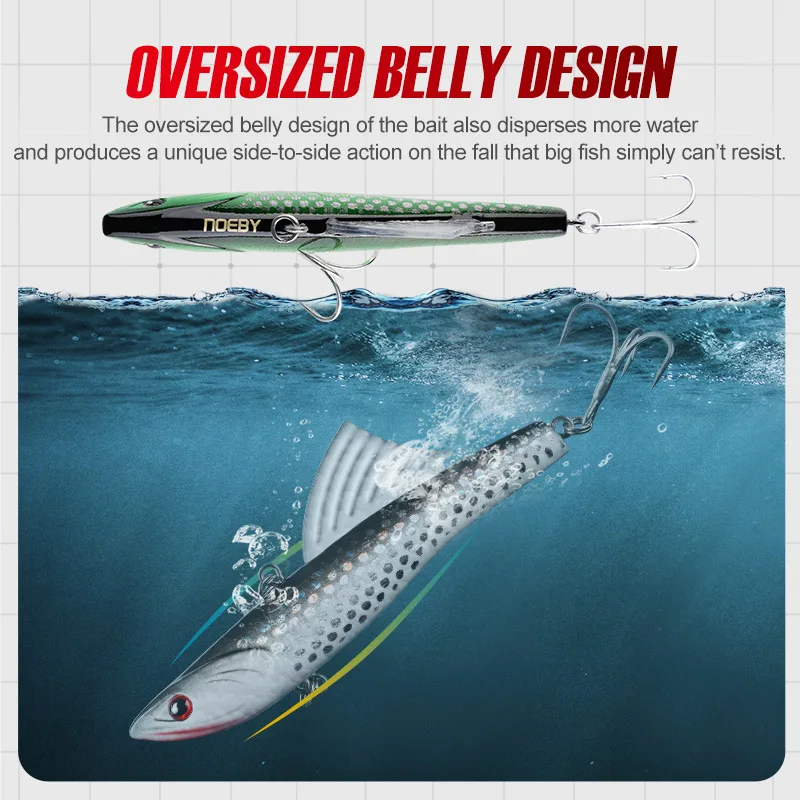 NOEBY Rattlin VIB Fishing Lures 90mm 30g Vibration Sinking Wobblers Artificial Hard Baits Saltwater VIB for Pike Fishing Lure