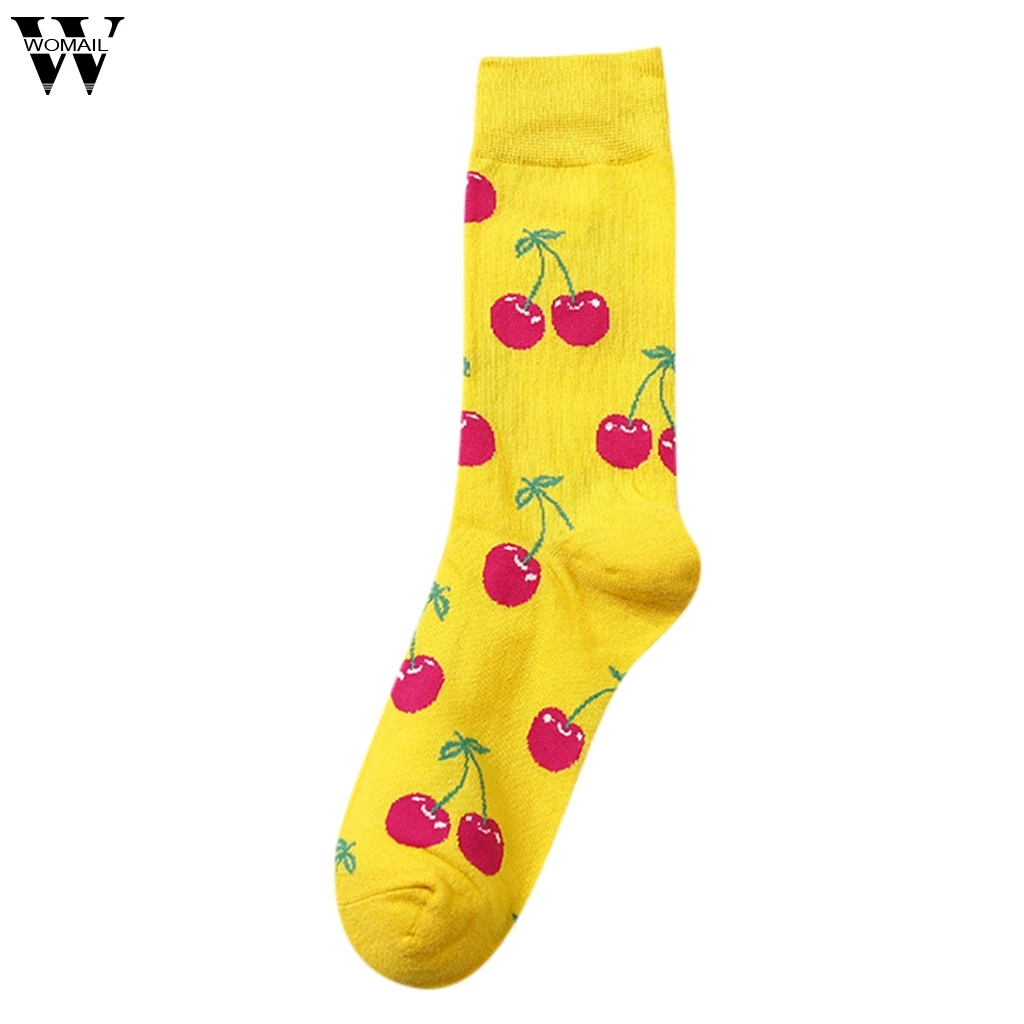 Женские носки в стиле Харадзюку корейские женские стильные рождественские хлопковые носки женские носки без пятки с рисунком счастливых фруктов