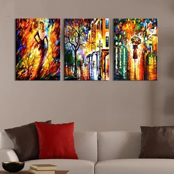 

5d diy diamond embroidery abstract landscape people diamond painting triptych full square round drill wall decor