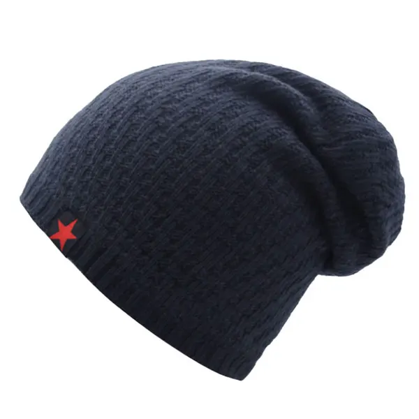 navy Skullies Beanies, вязаная шапка для мужчин, зимние шапки для мужчин, шапка Gorras, полосатая шапочка, маска, мягкая мужская Балаклава, зимняя шапка, шапка - Color: navy