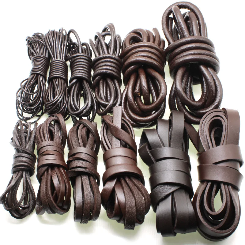 Cordon Cuir De Vache Tressé 2 Mètres - 3/4/5/6/8 Mm, Pour Bijoux Et Bricolage