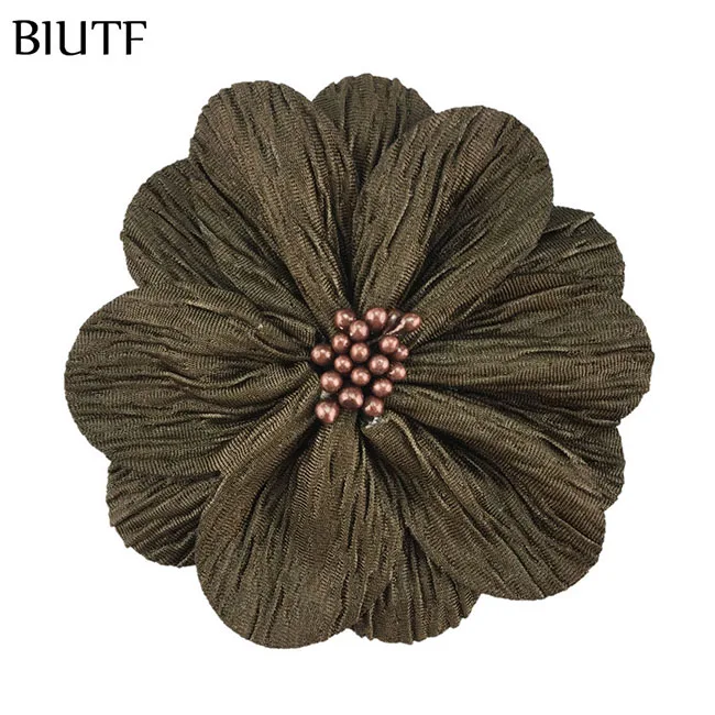 17-brown 50 шт./лот, 8,5 см, винтажный тканевый цветок коры балерины с/без заколки для волос, 3,4 дюймов, Свадебный декор, Шикарные аксессуары для волос TH299 - Цвет: 17-brown