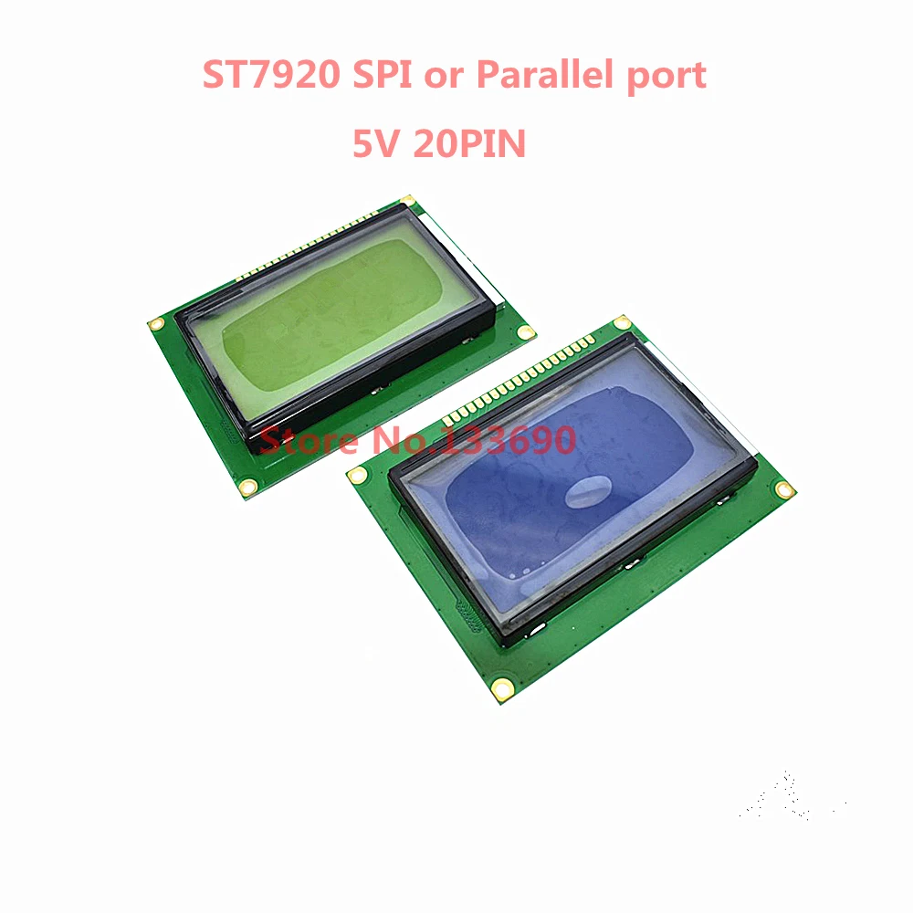 Модуль ЖК-дисплея st7920 5 В 128X64 12864 точек желтый/синий драйвер SPI последовательный