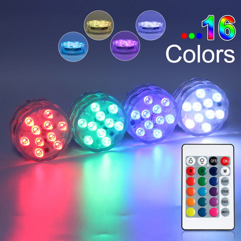 

LED underwater light RGB submersible lamp battery power with remote control outdoor garden swimming pool underwater night lights