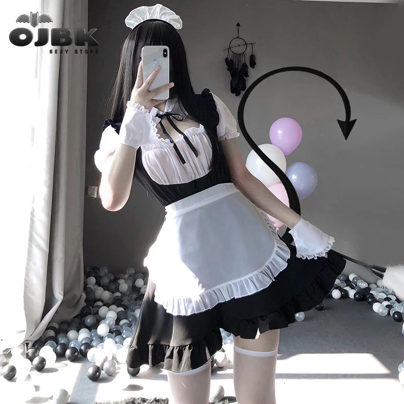 Sexy Cute Lace Up Black And White Maid Dress Role Play Costume Transparent  Chiffon Cosplay Anime Uniform Temptation Suit 0613  Sexy Costumes   AliExpress