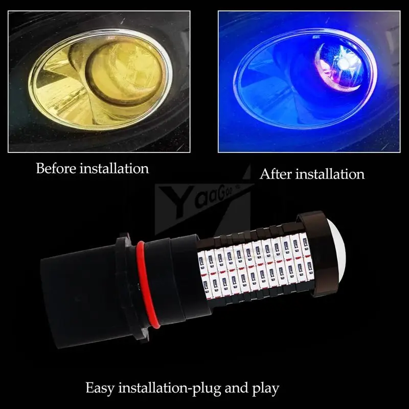 106SMD YaaGoo для автомобиля, грузовика, противотуманные фары, 2 шт, Супер Синий P13W, авто светодиодный фонарь