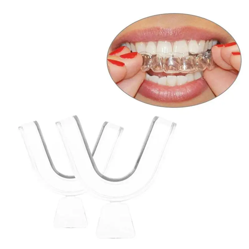 New 2pcs Silicone Night Mouth Guard for Teeth Clenching Grinding Dental Bite Sleep Aid Whitening Teeth Mouth Tray