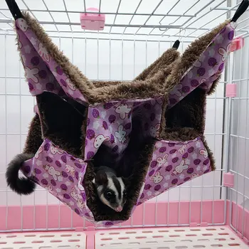 

Cat Squirrel Small Pet Hammock Bird Nest Bed Hanging Cage Cute Sleep Hamster Rabbit Warm Plush House Toy Print Suspended Ferret