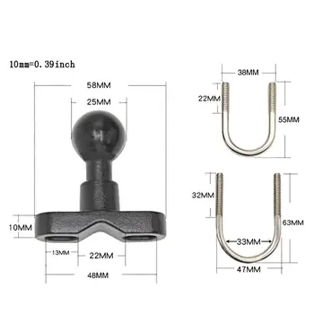 

Motorcycle Handlebar Rail Mount U Bolt Mounting Base 1\" Ball Head for Ram Go-pro