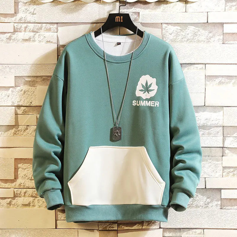 

CYXZFTROFL 2019 Autumn Winter Loose Men Pullover Sweatshirt Hoodies New Fashion Hooded Round Neck Print Plus Size Tracksuits