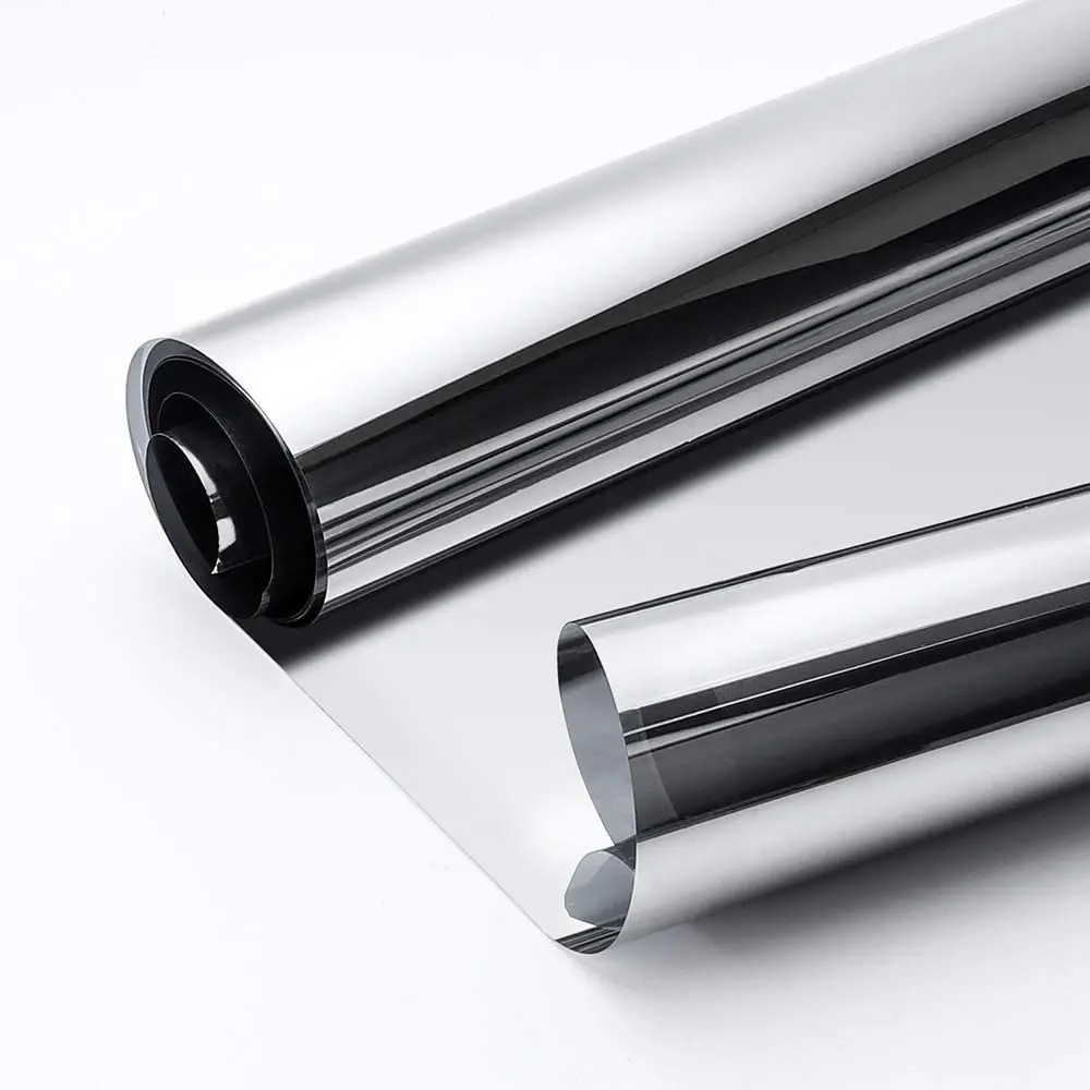 

One Way Window Tint Film for Home Office Daytime Privacy Mirror Glass Covering Reflective Heat Control Self Adhesive Tinting