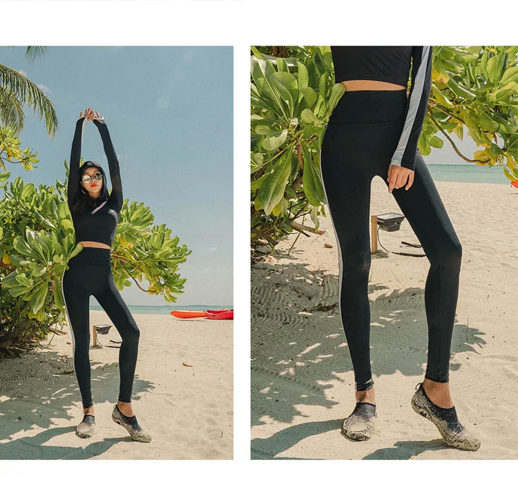 Пляжная одежда костюм для серфинга женские купальники rashguards женские защитные костюмы для виндсерфинга для дайвинга новые черные штаны с длинными рукавами для серфинга