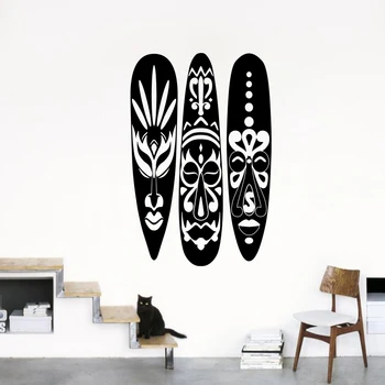 

Modern African Masks Wall Sticker Kids Room Living Room African Masks Surfboard Wall Decal Bedroom Vinyl Decor