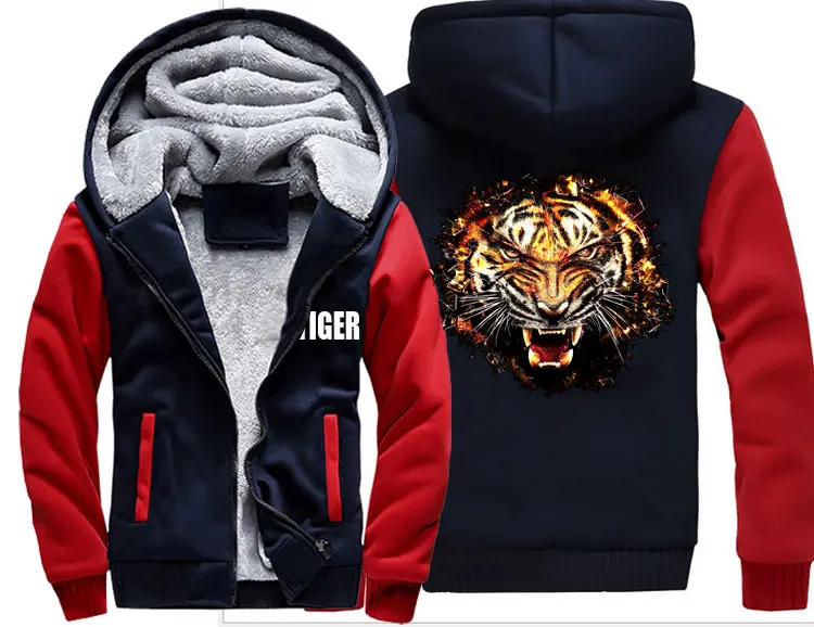 style 4 Модные мужские wo мужские теплые толстые пальто куртки зимние теплые Потрясающие Тигр Пламя ломающиеся уличные бархатные толстовки Топ толстовки - Цвет: style 4