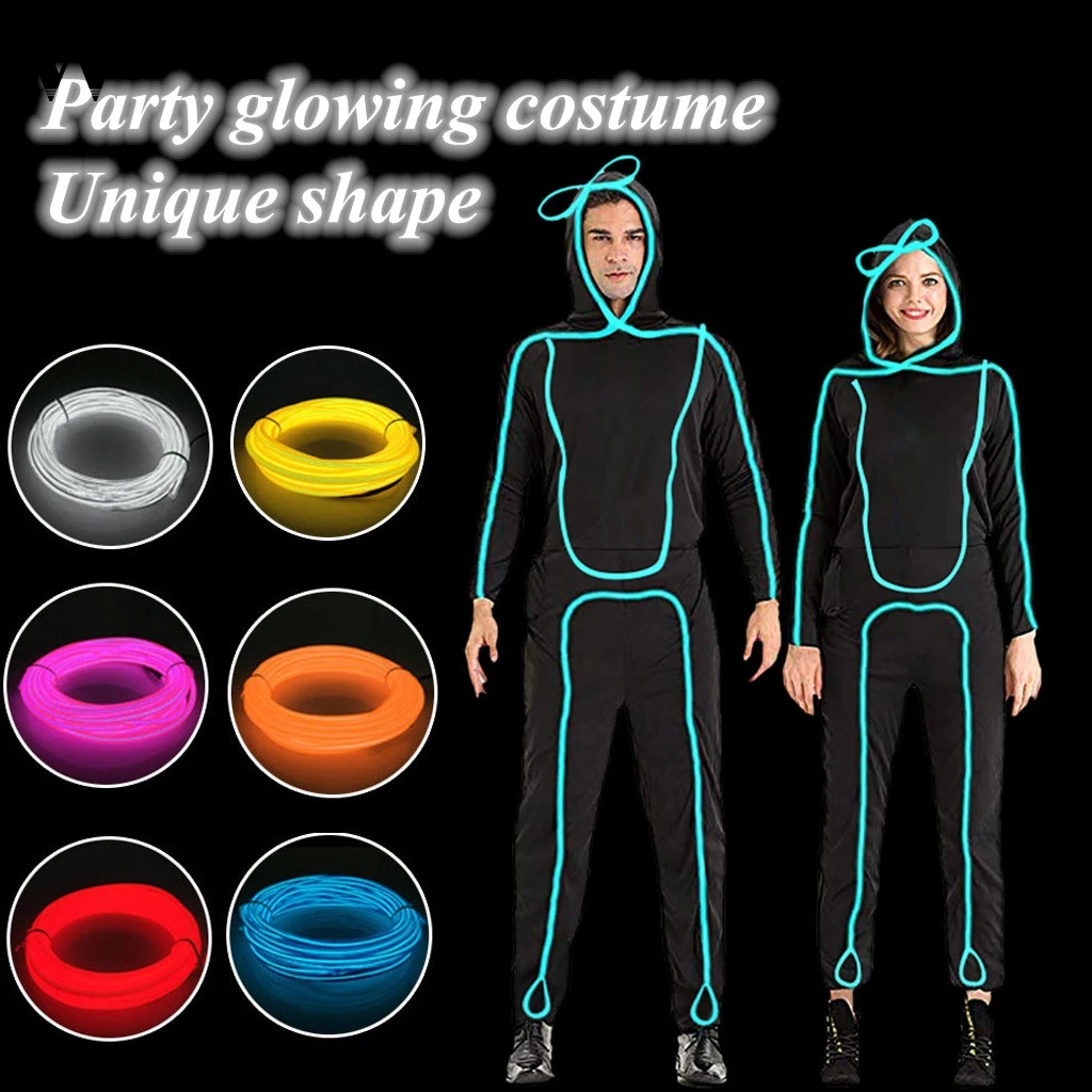

Womail Men Halloween Christmas Suit Nightclub party LED Costume Light Stickman With Stick Figure Suit Performance Dancewear 930