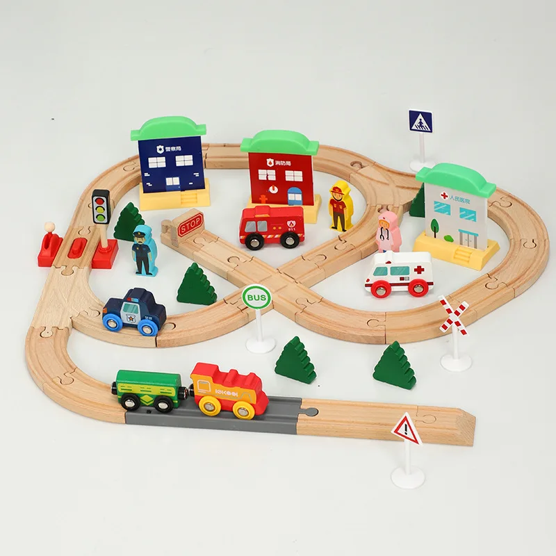 Simple assembled wooden small train track suit compatible with wooden magnetic brand brand toy train