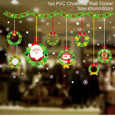 QIFU рождественские украшения Новогодние наклейки на окно Новогодние украшения Новогодние стеклянные наклейки рождественские украшения - Цвет: Window sticker 24