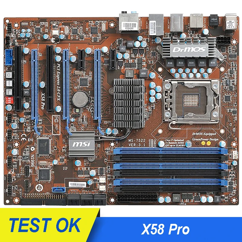 Материнская плата для ПК MSI X58 Pro LGA 1366 DDR3 I7 Cpu USB2.0 платы 24 ГБ X58A X58M | Компьютеры и офис