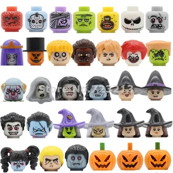 

Single Halloween Figure Head Werewolf Clown Witch Monster Ghosts Pumpkin Vampire Jerff Elson Building Blocks Brick Toys PG8181