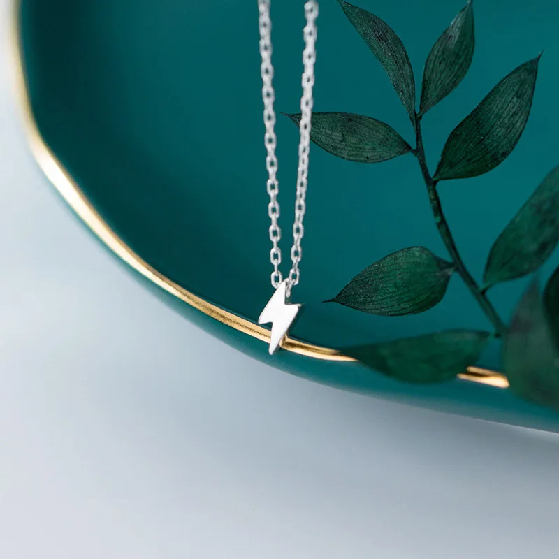 Trusta Lightning Necklace 925 Sterling Silver Made Real Silver Pendant Girls Love Gift for Women Necklaces Jewelry DS2356
