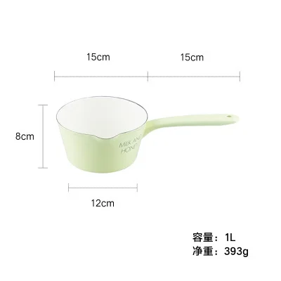 Японская Одноручная утолщенная эмалированная молочная кастрюля для соуса Лапша для завтрака детская плита варенья сковорода электромагнитная печь газовая общая - Цвет: Зеленый