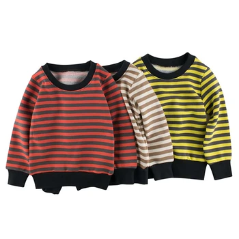 

Hot Autumn Sweaters kids Long sleeve O-neck Striped Tops Casual Sweaters Fashion Toddler clothes Wholesale warmwear Outerwear
