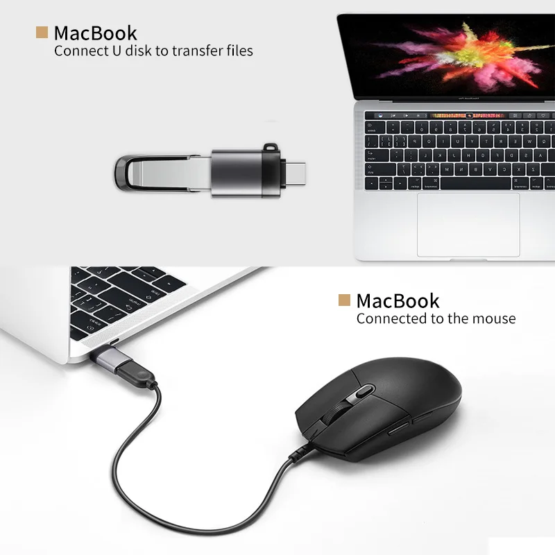 FONKEN USB C OTG Adapter For Macbook Tablet Type C TO USB3.0 Conventer Cable Mobile Phone OTG Gampad Mouse Printer OTG Connector ► Photo 2/6