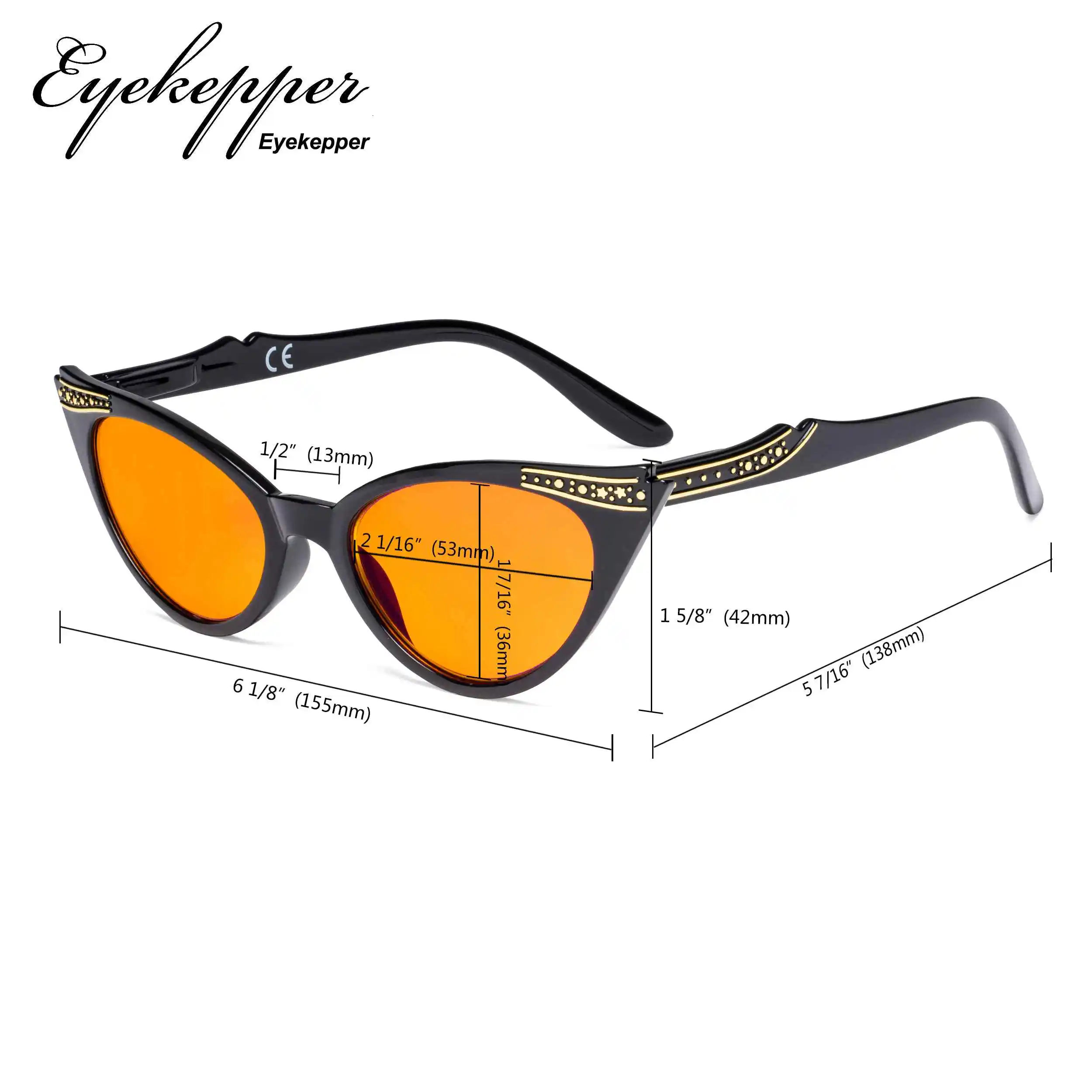 DS914 Eyekepper, женский синий светильник, блокирующие очки с оранжевым фильтром, линзы для сна, кошачий глаз, компьютерные очки для женщин