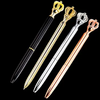 

10pcs Creative Exquisite Crown With Diamond Distinguished Ballpoint Pen Metal Roller Ballpoint Pen Learning Office Statione