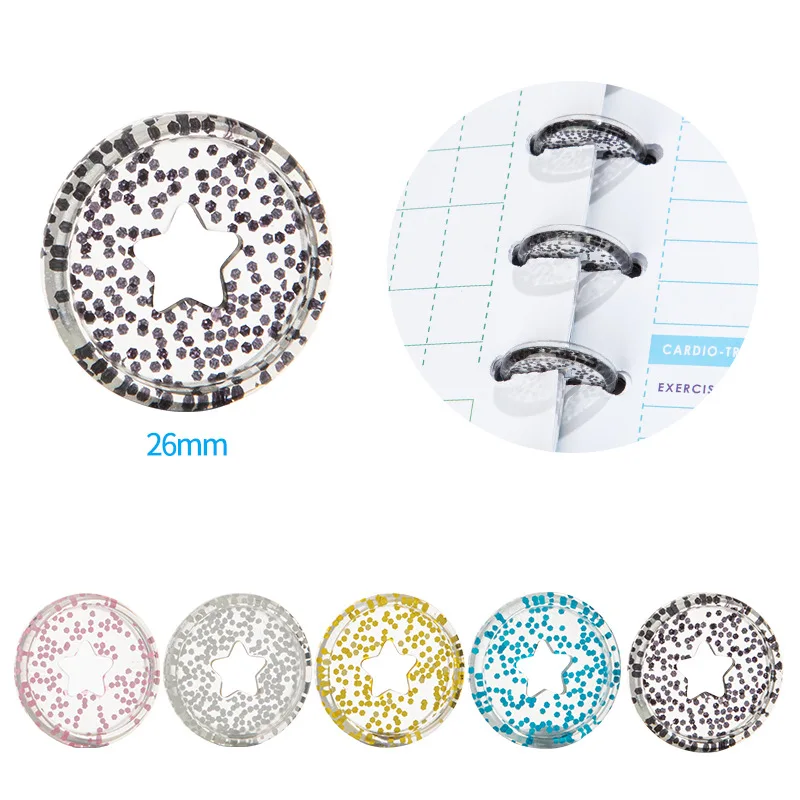 

New 12PCS Sequin Binding Rings Buckle Notebook Mushroom Hole Button Loose-Leaf Coil 360 Degree Flip Disc Buckle Binding Discs