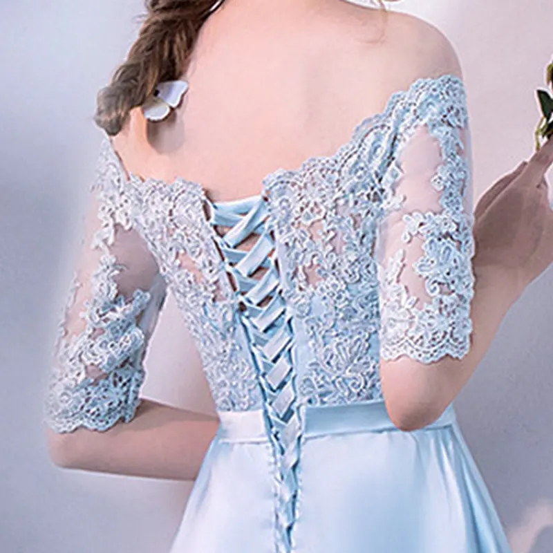 Ламия Robe De Soiree элегантное вечернее платье с длинным аппликации платье для банкета, вечеринки великолепные атласные вечерние платья vestido de festa