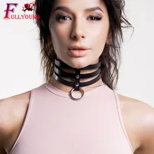 CEA. Жгут сексуальный кожаный Чокер Воротник для женщин готический панк чокер цепь серебряный цвет Harajuku воротник бандаж фестиваль 5z