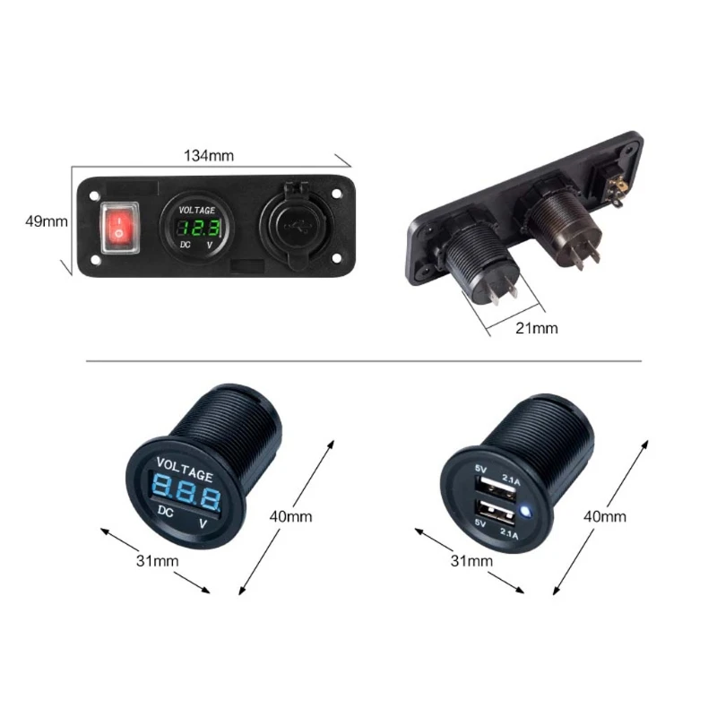 OOTDTY 4.2A двойной USB зарядное устройство светодиодный вольтметр с переключателем адаптер панель для автомобиля Лодка Грузовик