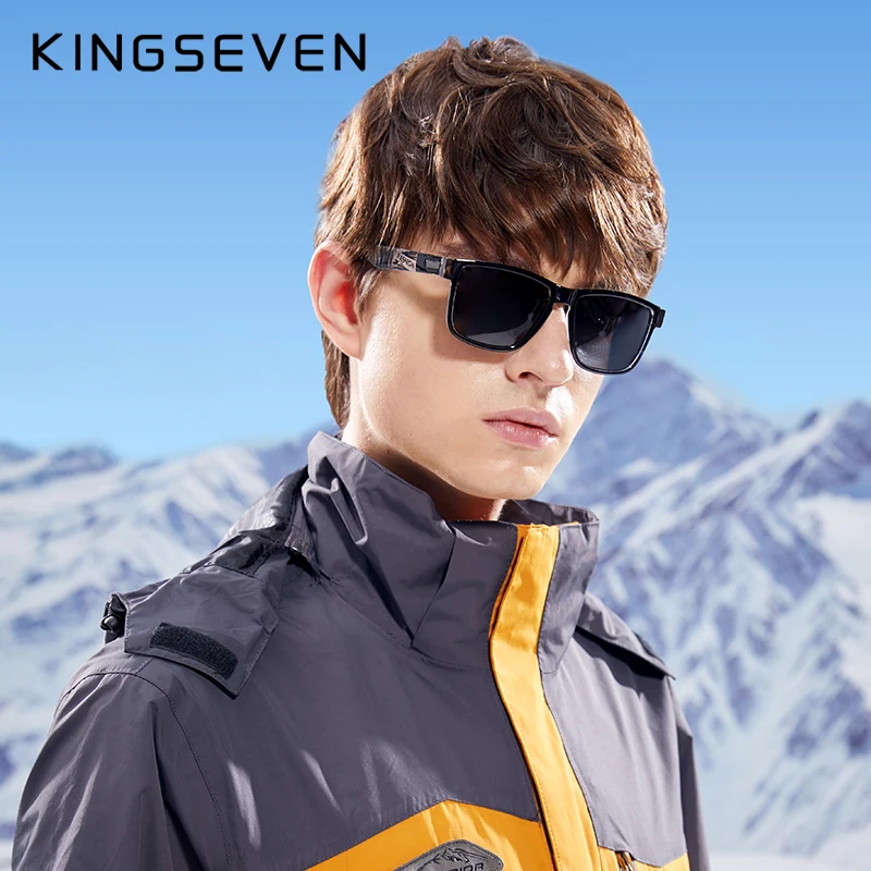 Echtes KINGSEVEN Marke Platz Retro Gradienten Polarisierte Sonnenbrille Frauen Männer Carbon Faser Muster Design Outdoor Sport_voghion.com