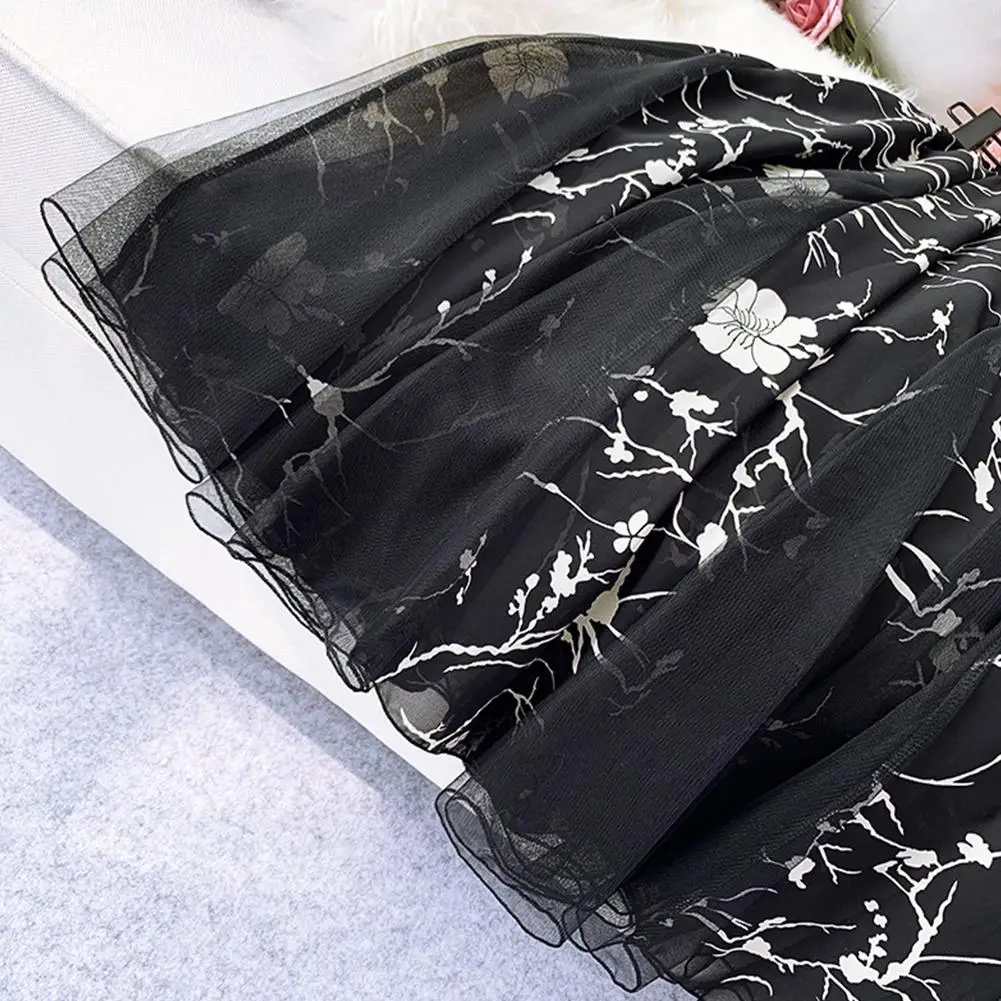 Yfashion Женская мода высокая талия юбки из шифона с цветочным принтом Тюлевая юбка женская элегантная одежда офисные юбки