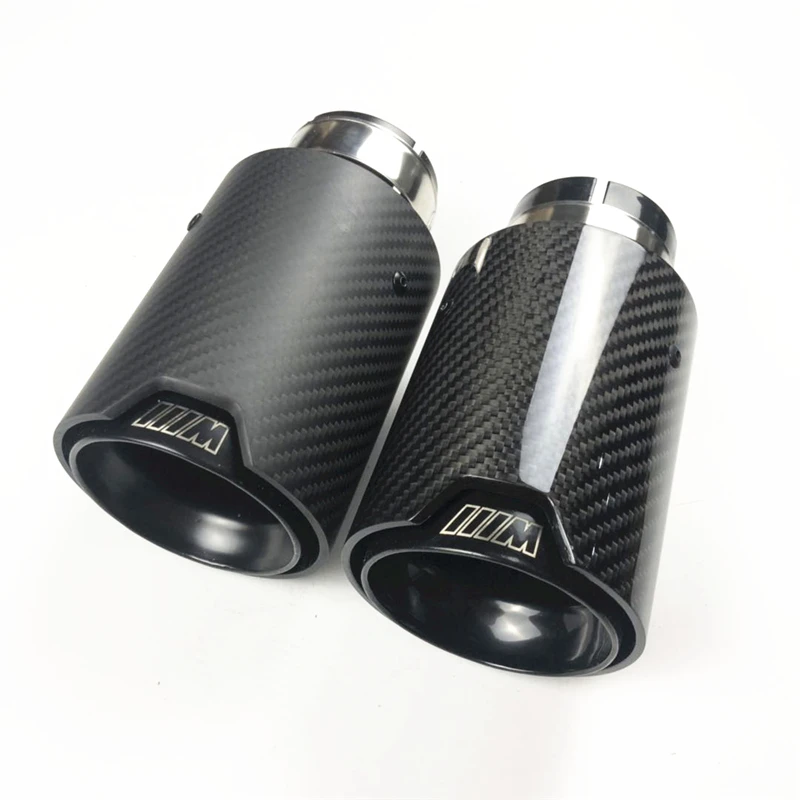 

1 PCS Inlet 63MM-Outlet 92MM Glossy / Matt Carbon+Black Stainless Steel M Performance Exhaust Muffler Tips for Bmw Muffler Pipes
