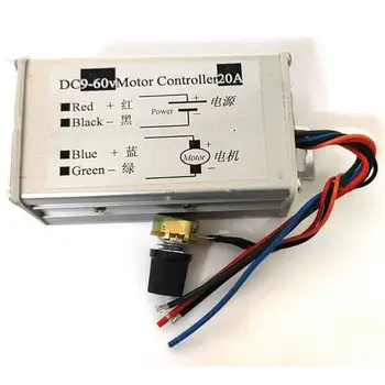 

PWM DC Motor Stepless Speed Module Pulse Width Brush Motor Speed Regulation 12V24V36V60 Speed Controller 20A