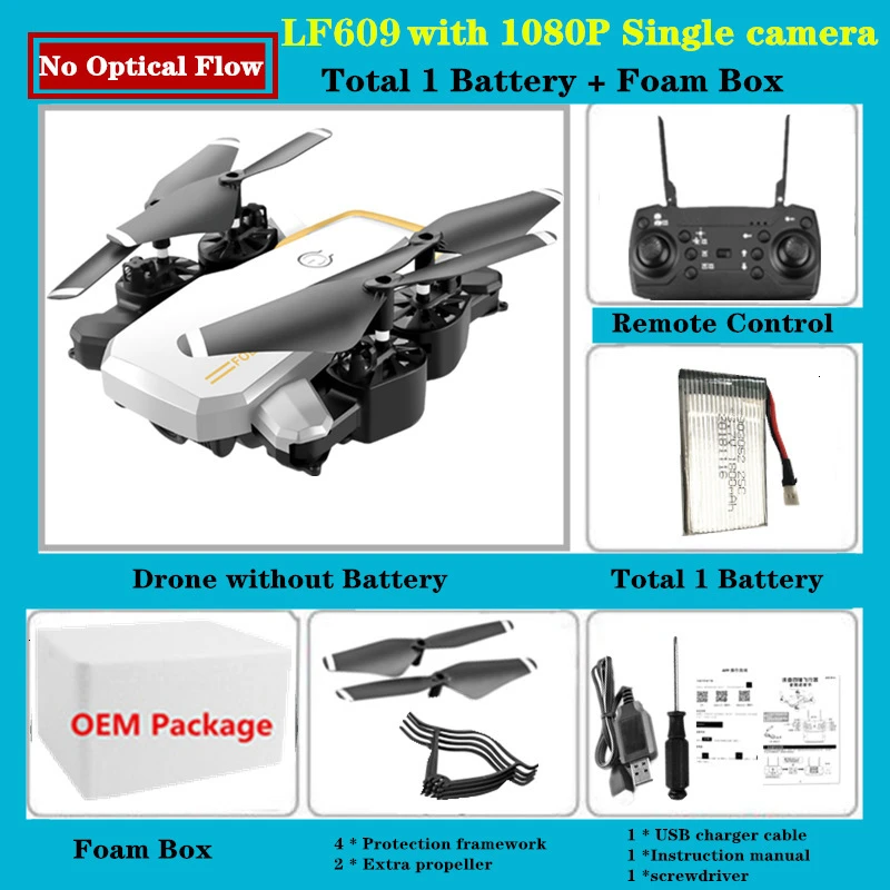 W1-5MP Single Camera LF609 RC Квадрокоптер с камерой складной Дрон 4K Высота удержания Квадрокоптер 18-25 минут время полета Дрон VS E58 GD89 SG901 SG106 - Цвет: W1-5MP Single Camera