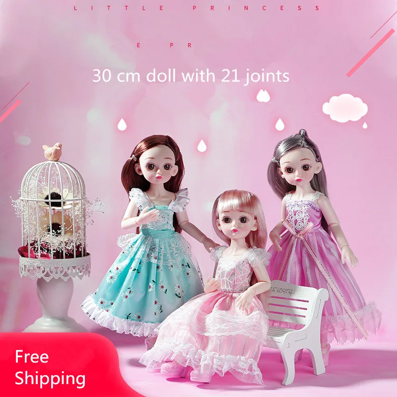 

New 26 Cm BJD Doll Makeup 21 Joints Movable 4D Eyes 1/6 Fashion Dress Up Cute Princess Dolls and Clothes Gift Toys For Girls