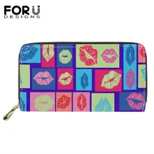 

FORUDESIGN Funny Lips Printed Women's Wallet 2022 Fashion Colorful Girls Zipper Coin Purses Durable Pu Leather Card Holder