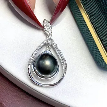 

S925 Sterling Silver Flash Design Pearl Pendant Holder Women DIY Pearl Pendant Components Silver Gold Color