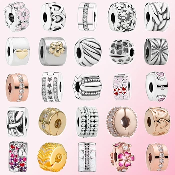 

2019 100% 925 Sterling Silver Classic Heart Shape Sakura Lady Charm Bracelet DIY Accessories Safety Clip Free Shipping Wholesale
