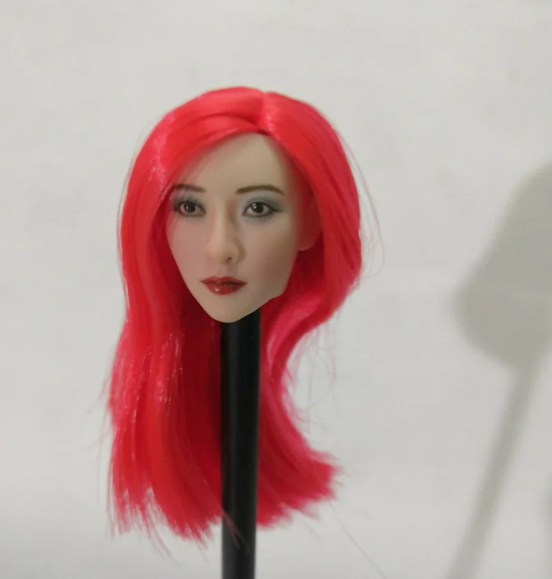 1/6 Scale Liu Yan Ada Head Carved Red Hair Asian Beauty Fit 12'' pale skin Female Figure Body Star head carving toy Collection